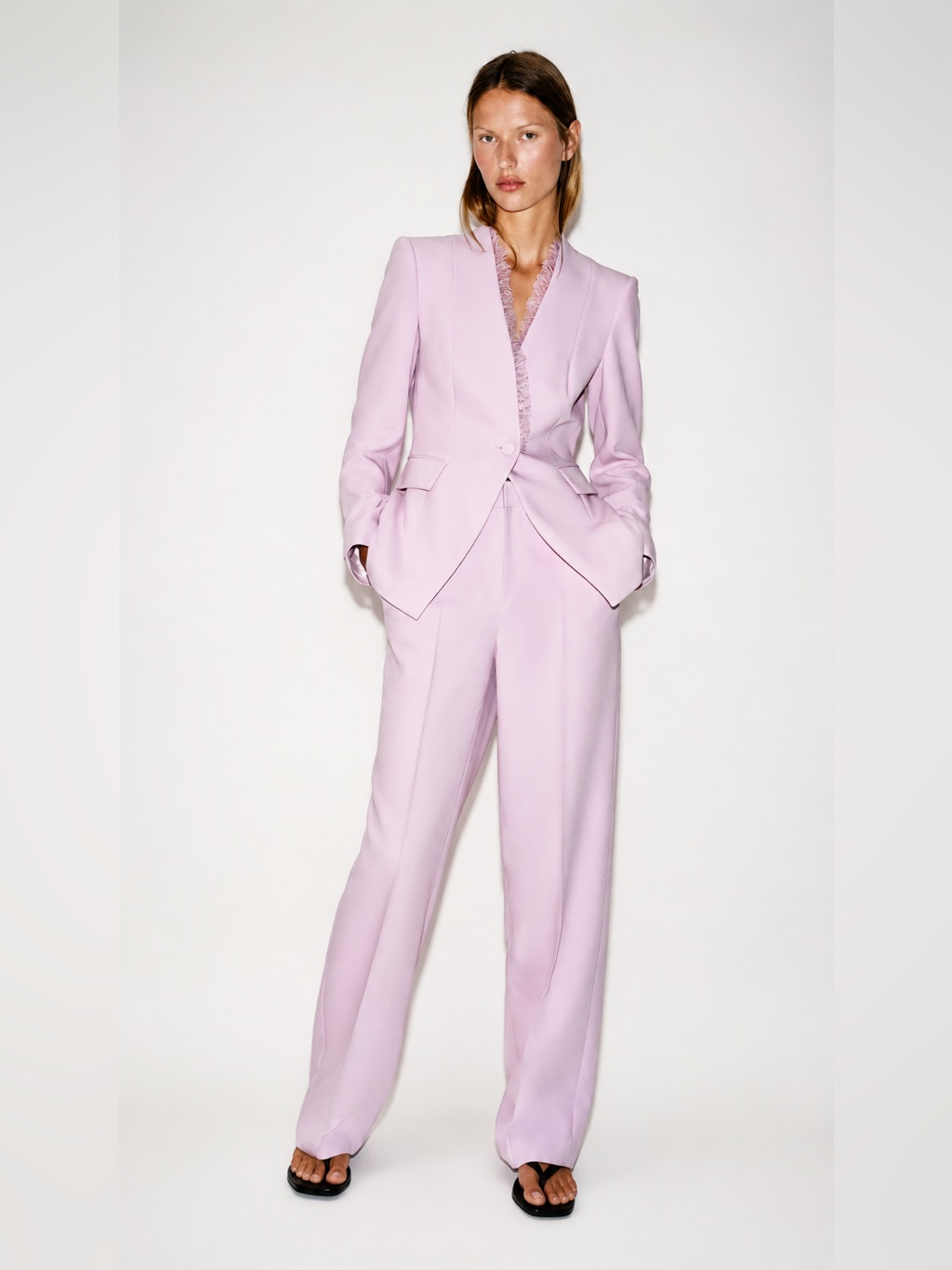 Viral ( 2 Pirce Blazer Set ) Blazer With Lace And Pants Xs No Discount